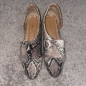 Snake print mules